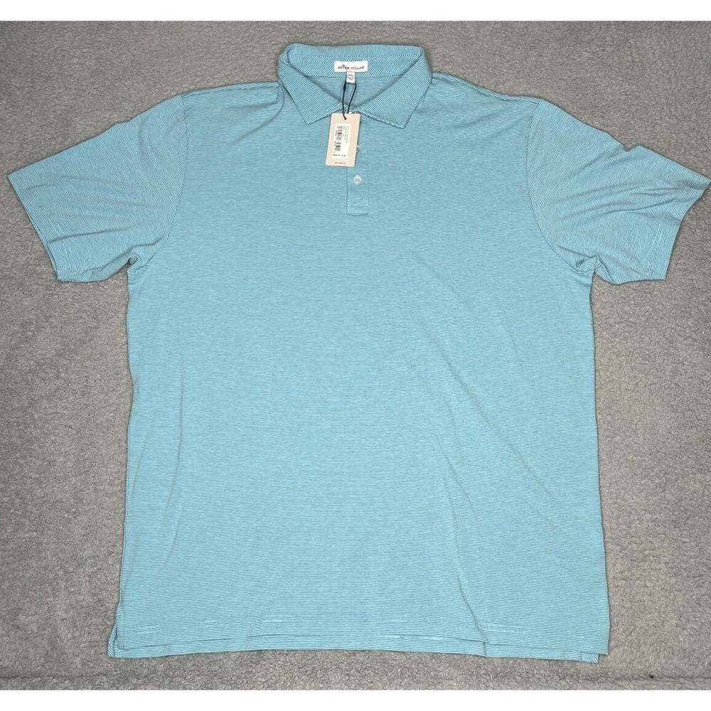 Peter Millar Crown Sport Polo Shirt Mens 2XL Crest Isle Stripe Short Sleeve Golf
